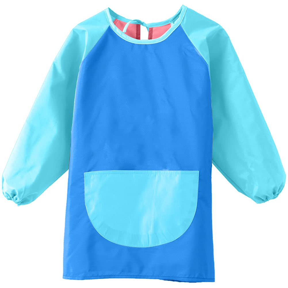 Tablier Peinture Enfant Imperméable 7-12 Ans – Blouse Manches Longues Avec Poches, Protection Multicolore Pour École, Cuisine & Activités Créatives (130-150 Cm)