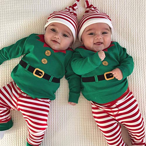 ABOOFAN 3 stuks Baby Kerst Elf Outfit Elf Romper Hoed Broek Set Pasgeboren Baby Kerst Fotografie Prop Kostuum Outfits voor Baby Baby Peuter - Maat 70 - Afbeelding 3