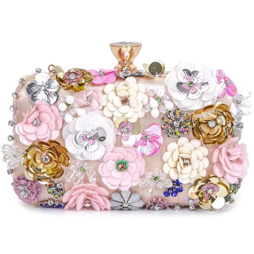 Image of BBTT.ful Women Clutches Flower Evening Handbag Chain Strap Shoulder Bag handbag Wedding bag purse