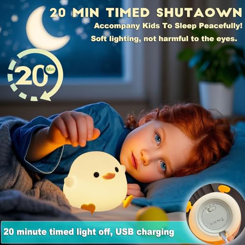 DREAMING MY DREAM Cute Duck Lamp,Do Do Duck Night Light,Silicone Squishy Nursery Bedside Lamp,USB Rechargeable Touch Table Lampfor Bedrooms, Living Room Decor Gift Toy - Image 3