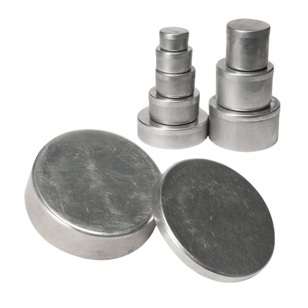 Juego de cajas de almacenamiento redondas de aluminio de 5 piezas: contenedores versátiles for pesaje y embalaje de muestras(100x 35mm)
