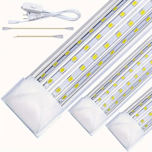 (6-Pack) 8ft LED Shop Light Fixture, 120W 19500LM 6000K, Cold White, U Shape, Clear Cover, Hight...