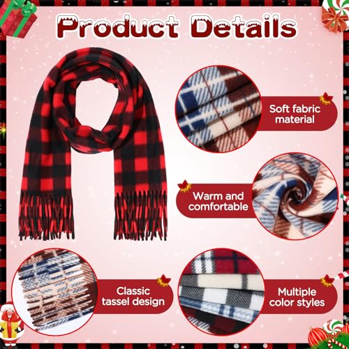 6 PCS Buffalo Plaid Scarf Winter Buffalo Check Scarves Warm Long Blanket Scarf for Men Women Boys Girls Christmas Gifts4