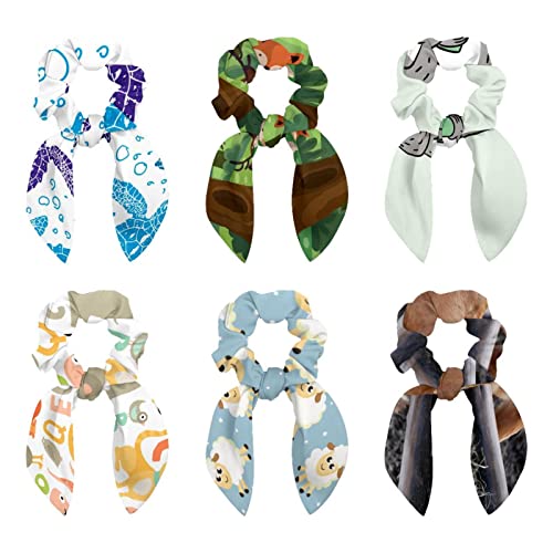 Chouchous velours oreilles de lapin motif forêt élastique cheveux femme et fille nœud