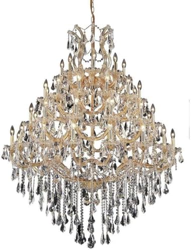 Elegant Lighting 2801G46G/RC Royal Cut Clear Crystal Maria Theresa 49-Light, Four-Tier Crystal Chandelier, Finished in Gold with Clear Crystals