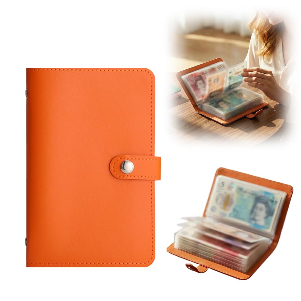 100 Envelope Money Saving Challenge Set, 2026 New Money Saving Wallet, A6 Binder with Magnetic Buckle Savings Notebook Includes Saving Notebook & Binder 50 Pages, Both Sides can be Used (1, Orange)