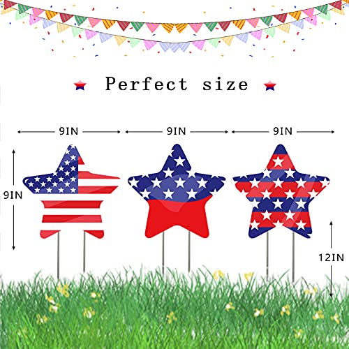 4Th Of July Yard Sign Outdoor Lawn Decorations,Memorial Day Yard Decorations,Independence Day Party Supplies Waterproof Signs - Set Of 9 Pcs Patriotic Stars With Two American Flags. #TOP3