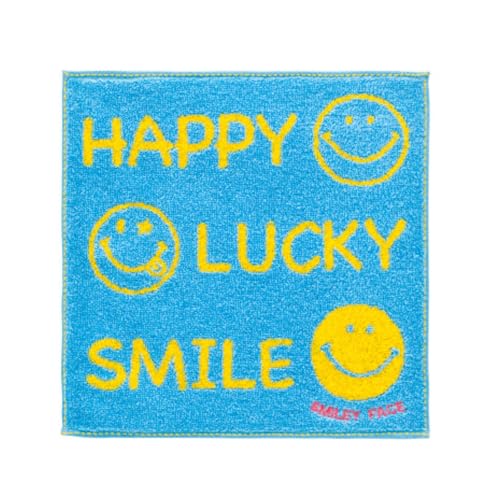 日繊商工 スマイリーフェイス ニコトーク タオルチーフ ブルー 約25×25cm SM6041