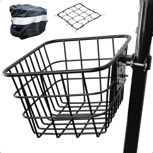 Bike Basket with Cargo Net Cover and Fixed Holder