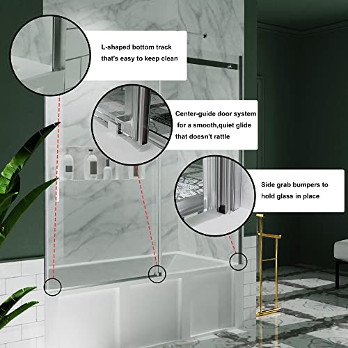 Es-Diy Bathtub Shower Door,56-60"W X 58"H Frameless Sliding Bathtub Shower Door,5/16 In (8Mm) Clear Tempered Glass Bathtub Door,Chrome Fnish,Tub Shower Door Can Be Installed Left Or Right #TOP4