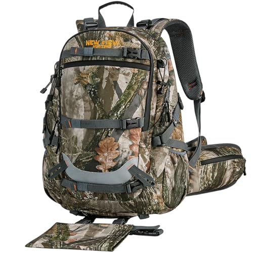 NewView Mochila de Caza Camo 35L Con Armazón Interal, 600D Durable 2100cu Mochila de Día con Soporte para Rifle, Cubierta de Lluvia Incluida