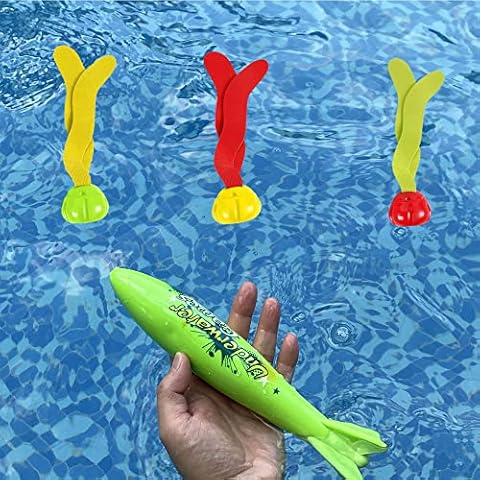 VReder Dive Sticks Pool Toys, Large Dive Rings Sticks Diving Torpedo Sinking Seaweed for Swimming Underwater Pool Training Diving Game Training Swimming Fun Toys Gift for Kids (Green) Cover