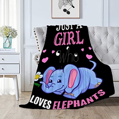Super Brands Smier Direct Just A Girl Who Loves Elephants Soft Comfy Flannel Blanket Fluffy Queen Plush Throw Twin Cozy Outdoor Picnic Living Room Travel Couch 120x90in for Family