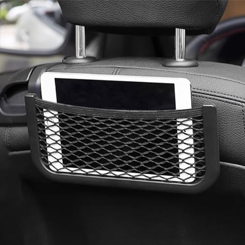 XHYASD 2 Stück Auto Aufbewahrungsnetz, Selbstklebendes Autonetz, 26 x 12cm Auto Netztasche, Elastisch Ablagenetz mit Gummiband und Schraube für Mobiltelefone, Kleinteile und Ablage an der Sonnenblende
