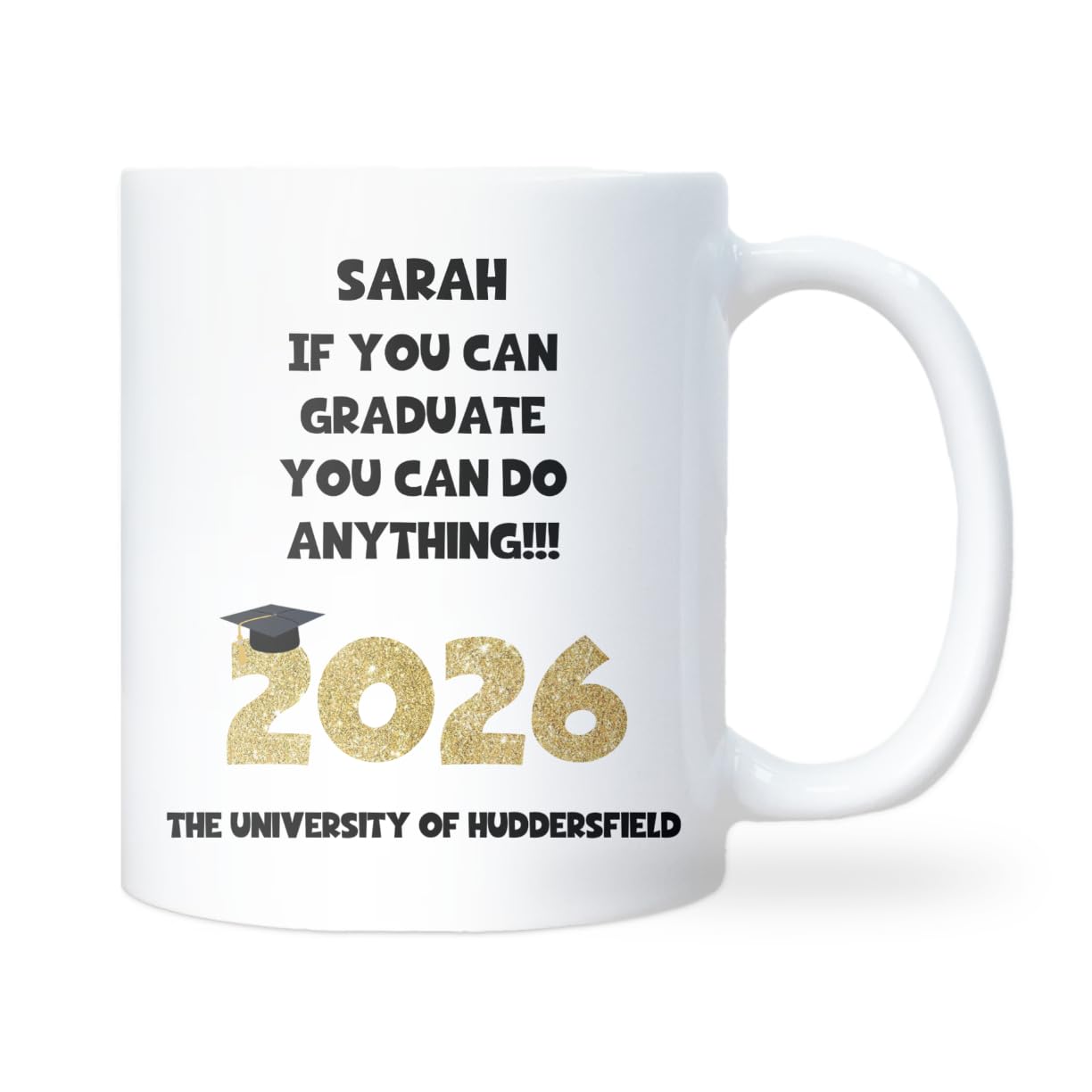 Confidently Quirky - Personalised Graduation White Mug, If You can Graduate You can do Anything! Graduation Gift, Graduation Class of 2026 Custom Graduation Gift