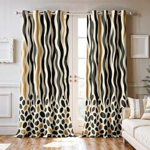 Image of Ultimate Trends Room Darkening Digital Printed Modern Curtain 65-70% Opacity,Diamond Eyelets, Tie Back, Modern Prints, 8 FEET Pack of 1,Espresso Beige Chevron