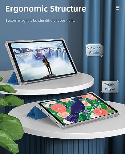 Image of MoKo Case Fits Samsung Galaxy Tab A7 Lite 8.7 inch 2021, Aqua Blue | Slim Lightweight Smart Case Trifold Stand Case with Soft TPU Translucent Frosted Back Shell for Galaxy Tab A7 Lite