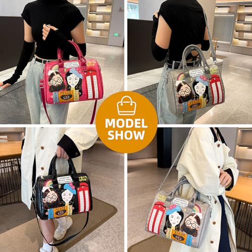 Leather Shoulder Bag for Women Big Boston Bag with Zipper For Work Travel Crossbody Handbag 6