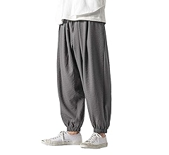 Aoleaky Cotton Linen Harem Pants Men Baggy Pants Japanese
