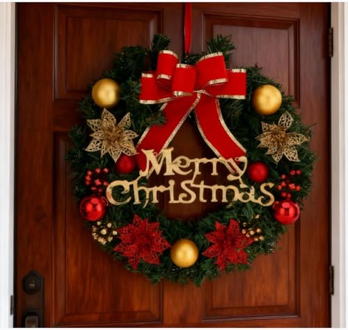 Cabilock Weihnachtskranz Türkranz 30cm - Künstlicher Adventskranz...