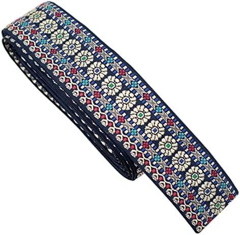 Boho Jacquard Ribbon Ethnic Ribbon Floral Embroidery Jacquard Trim for Sewing, Handmade Bag, Clothing Decoration (5 Yards)