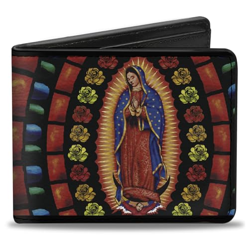 Buckle-Down Men's PU Bifold Wallet-Virgen de Guadalupe, Multicolor, 4.0
