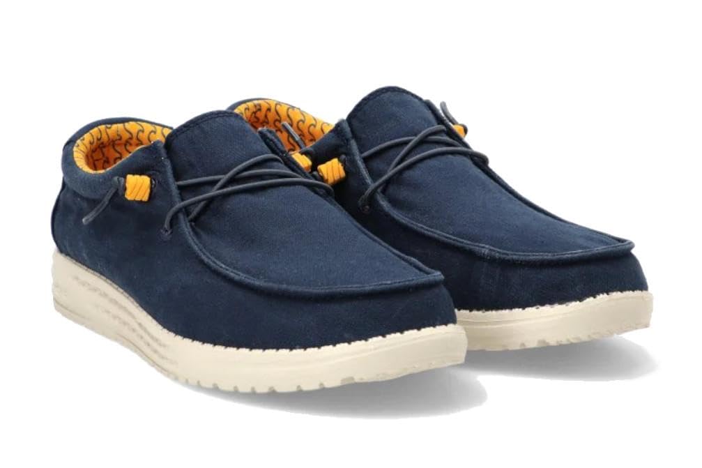 Zapatos náuticos de Lona ETIKA 82047 Azul con Cordones elásticos cómodo y Ligero - Hombre