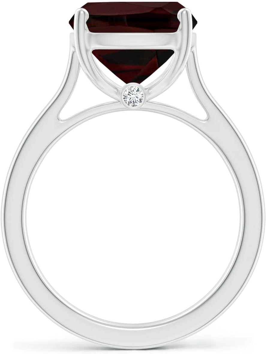 Angara Cushion Garnet Solitaire Ring in Sterling Silver/14K Solid Gold/Platinum | Natural Garnet Solitaire Ring for Women | January Birthday, Anniversary, Gemstone Jewelry Gift - Image 2