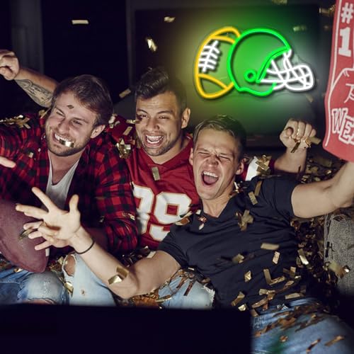 Image of WLHOPE Football Neon Sign Helmet Neon Signs, Helmet Led Signs, Neon Signs for Wall, Football Neon Light up Signs for Boys Bedroom Game Room Rugby Sports Party Office College