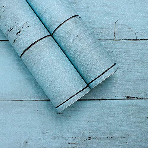 Oxdigi Blue Wood Contact Paper Wood Grain Pattern 17.7"x118" Self-Adhesive Film for Kitchen Countertop Cabinet Shelf Peel & Stick Wallpaper Waterproof Removable/Extra Thick: 0.4mm/Christmas Decoration