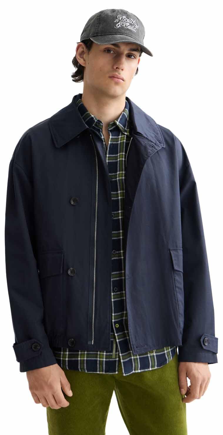 Scotch & Soda Mens Short Trench Coat, Sky Captain 401, M UK