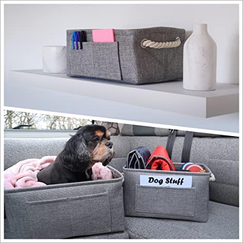 Small Medium Large Storage Baskets Set of 3, Collapsible Fabric Storage Cubes for Wardrobes For Shelves Wardrobes Kitchen and Cupboards, Gray