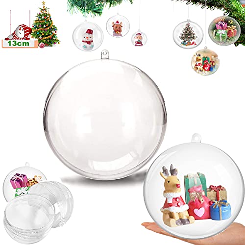 Panlom Lot de 10 boules de Noël transparentes à remplir de 4 à 14 cm - Décoration géante à suspendre pour Noël, vacances, mariage, décoration d'intérieur - 13,6 cm Cover