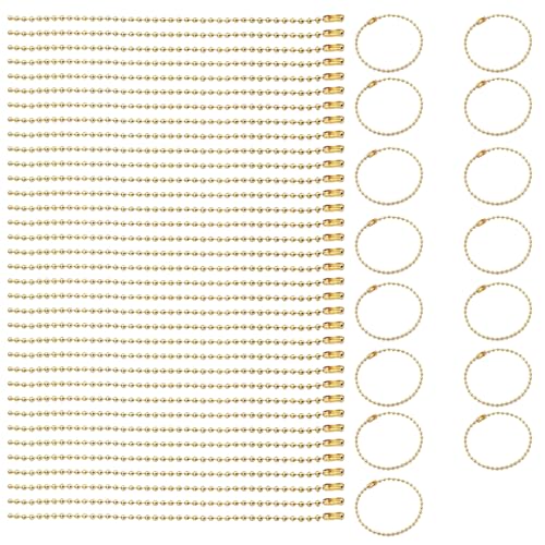 50Pcs 15cm Ball Bead Chain 2.4mm Metal Ball Chains Small Tag Chain Keychain with Connectors for DIY Craft Hanging Ornament Jewelry Making, Gold