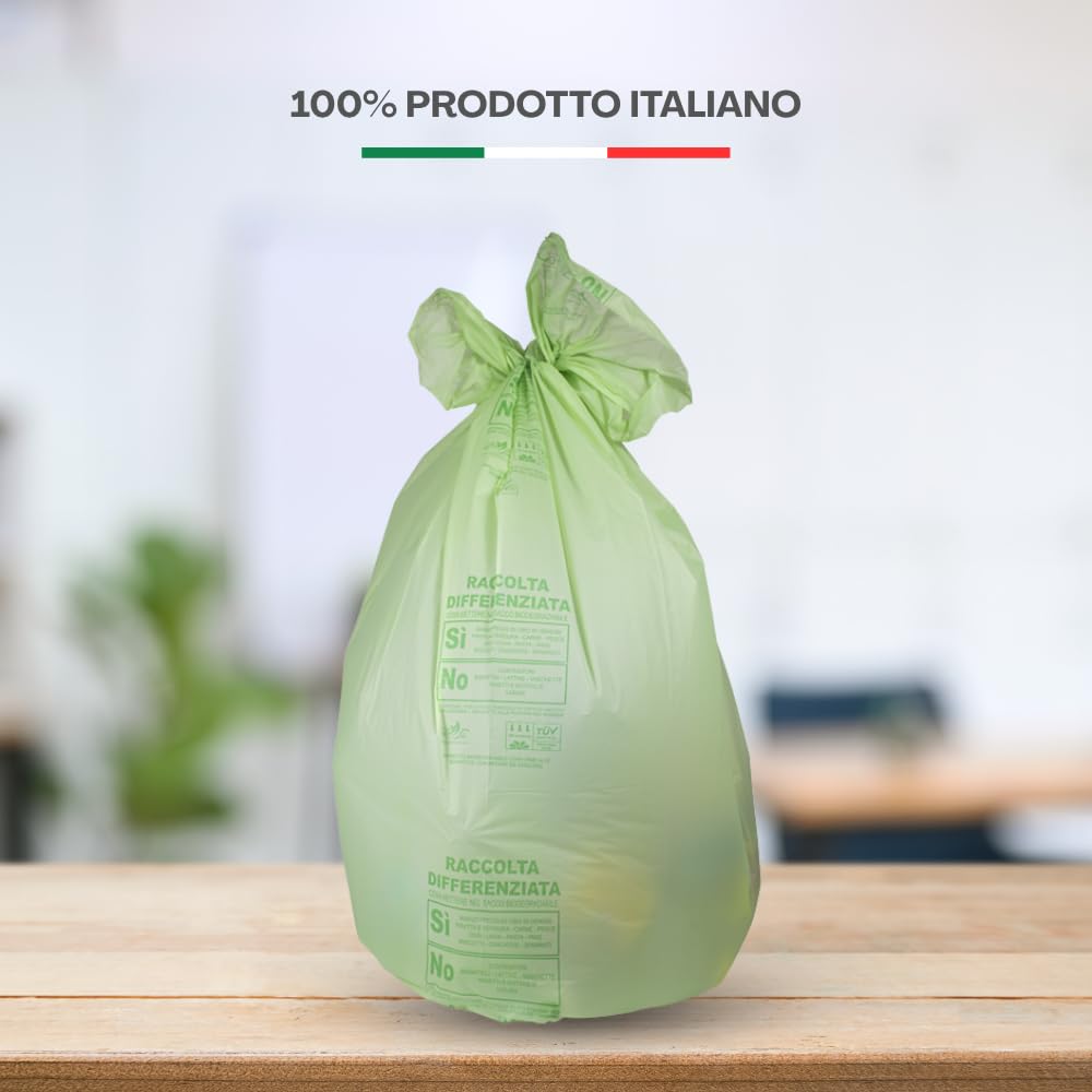 Virsus 500 Sacchi Raccolta Umido e Organico cm 50x60 Capacità 30 Litri biodegradabili e compostabili sacchetti piccoli spazzatura Bio