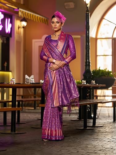 Image of SWORNOF Women's Patola silk saree for Patola festival Wedding silk with rich pallu Design sarees for women with blouse piece