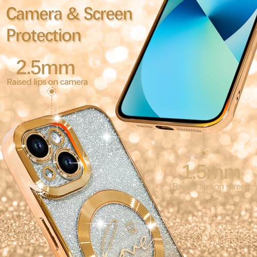 Image of ZIYE Magnetic Case Designed for iPhone 13 Glitter Case-Gold