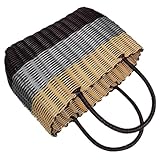 Genérico Cesta Tejida de Plástico Resistente Tamaño Mediano Color Marrón Gris Crema Cesta Multifuncional para Almacenamiento Baño y Hogar Organizador Portátil para Artículos Diversos