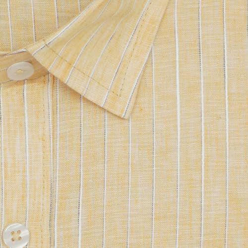 Image of GHPC Cotton Linen Striped Half Sleeves Regular Fit Formal Shirt for Men