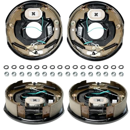 TRAILER SUPPLIES 10'x2-1/4' Self-Adjusting Electric Trailer Brake Assemblies, 2 Pair for 3,500 lb...