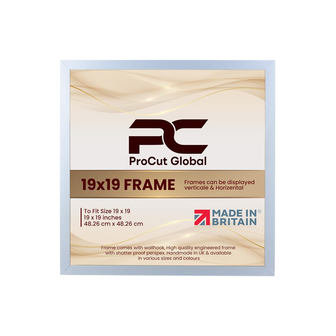 Procut Global 19X19 Silver Picture Frames – Sleek Wooden Photo Frame with Shatterproof Perspex for Wall or Tabletop – Perfect for Posters, Certificates, Prints–Multiple Sizes & Colors Available