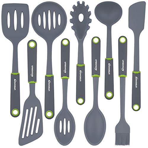 Kitchen Utensil Set, Novosun Silicone Cooking Utensil Set Include Steak Spatula Turner Spoon for Nonstick Cookware Non-Toxic Heat Resistant Silicone Kitchen Tools Sets Cooking Gadgets Gift (9 PCS)