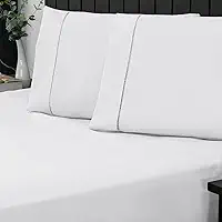 Jogo de Cama Queen Percal 400 Fios Ponto Palito 03 Peças, Antiácaro, Anti-pilling com Toque Macio - Branco