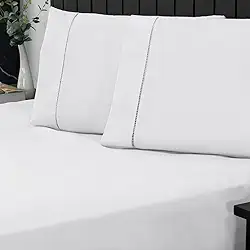 Jogo de Cama King Percal 400 Fios Ponto Palito 03 Peças, Antiácaro, Anti-pilling com Toque Macio - Branco