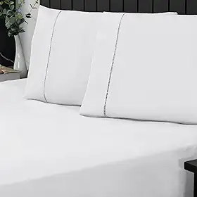 Jogo de Cama Queen Percal 400 Fios Ponto Palito 03 Peças, Antiácaro, Anti-pilling com Toque Macio - Branco