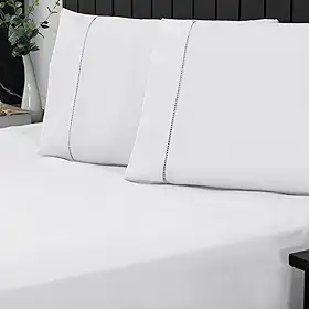 Jogo de Cama Queen Percal 400 Fios Ponto Palito 03 Peças, Antiácaro, Anti-pilling com Toque Macio - Branco