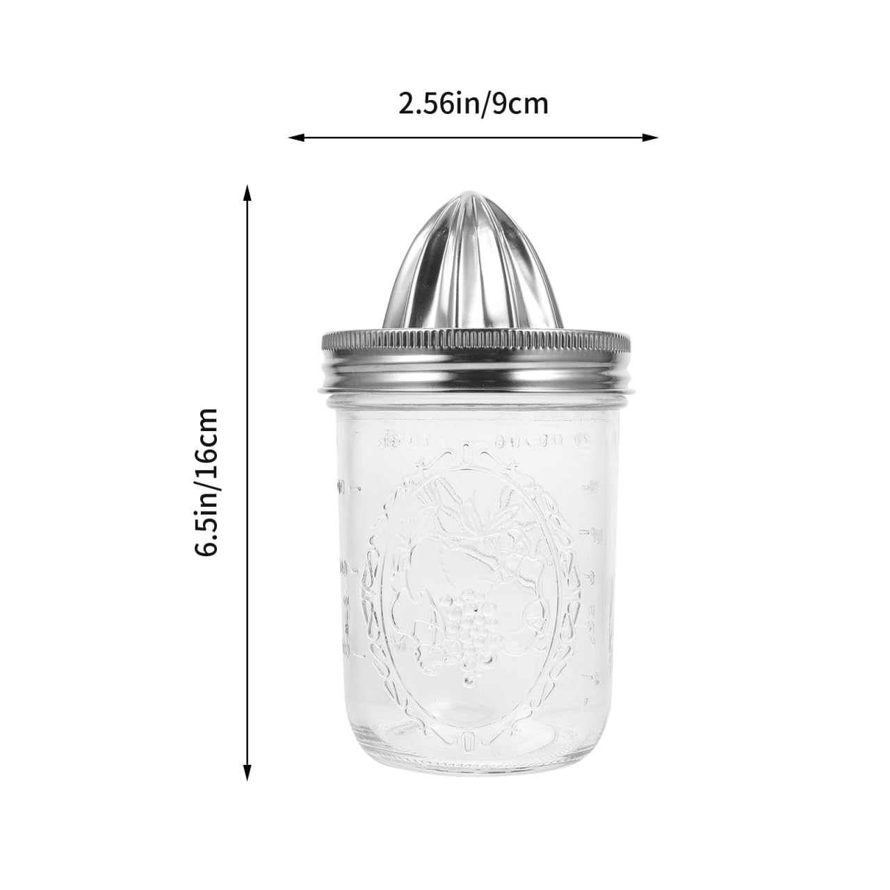 UPKOCH Jar Citrus Juicer Squeezer: 480 ml, acero inoxidable, manual de limonada y zumo de naranja