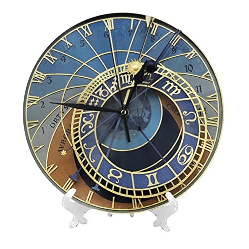 GTDEALS Reloj astronómico de Praga, reloj de pared redondo silencioso sin tictac, reloj de pared para baño y cocina, 10 pulgadas