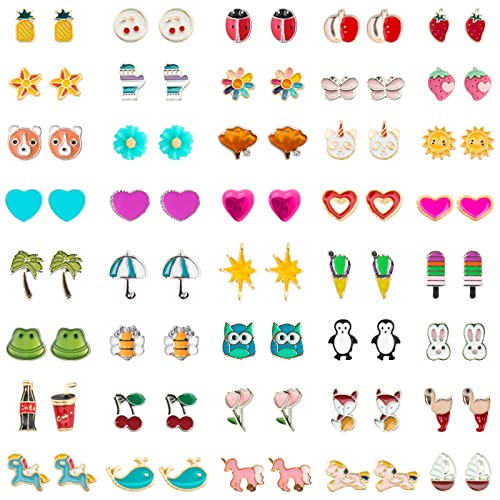 Newitin 40 Pairs Colorful Cute Stud Hypoallergenic Earrings Stainless Steel Earrings For Girls And Women #TOP28