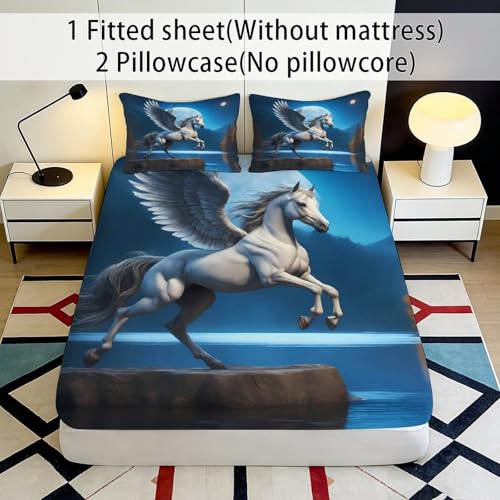 Drap-housse Pégase lit adulte microfibre 3D grande profondeur 200x200